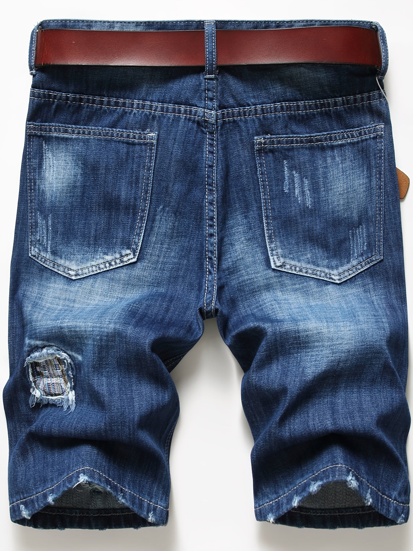 Kevoom Men's Light Blue Washed Gradient Denim Shorts Summer Casual Slim Fit Outdoor Sports and Trendy Daily Outfits