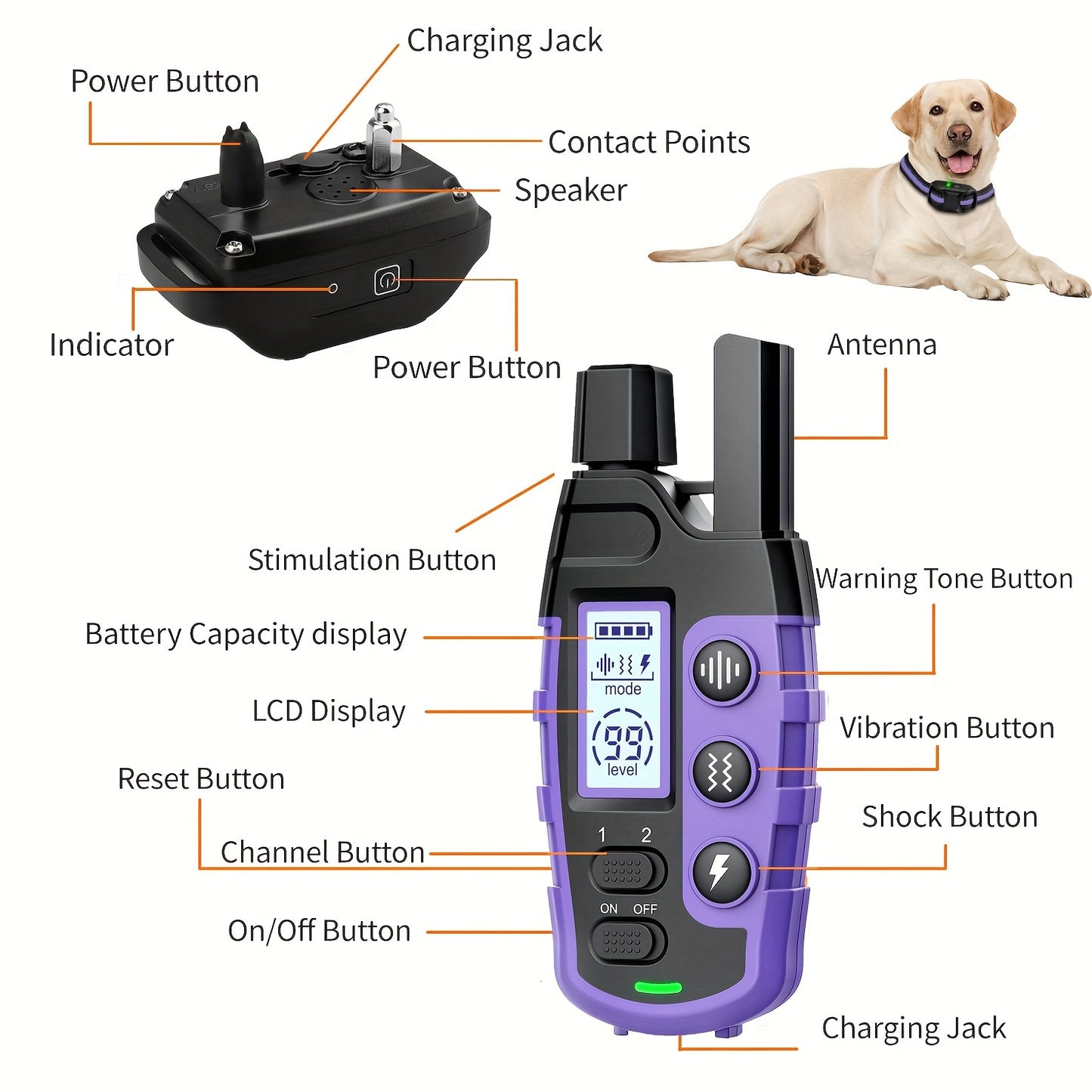 3300 Feet Dog Training Collars With Remote Adjustable Nylon Strap Electric Shock Vibration And Sound Modes Rechargeable 360 Feet Range Waterproof For Small To Large Dogs 5 To 150 Pounds