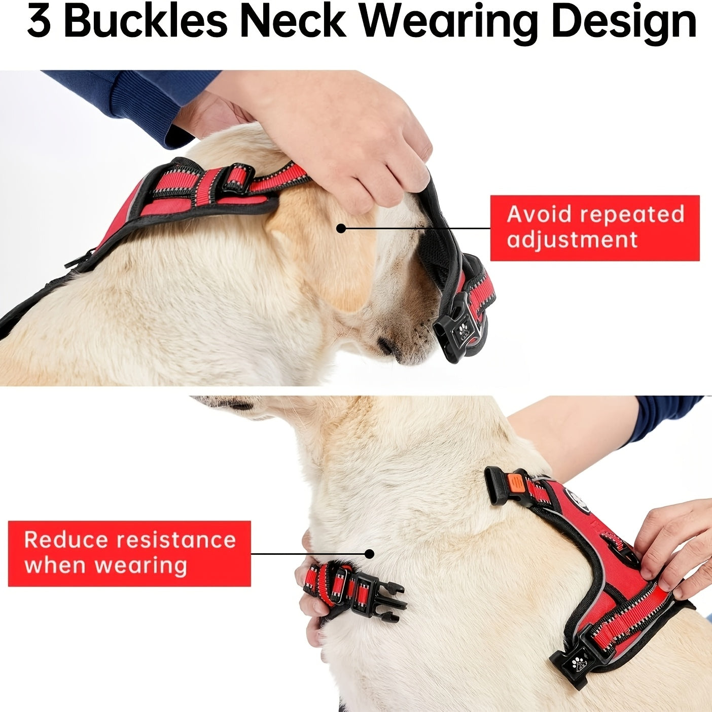 Fully Reflective No Pull Dog Harness Adjustable Breathable No Choke Pet Vest for Small and Large Dogs