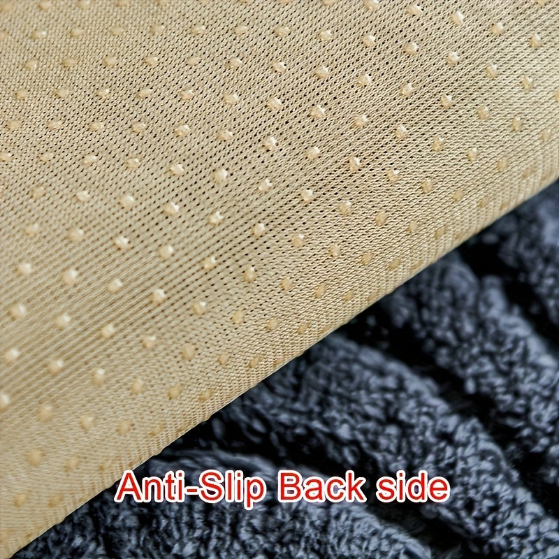 Elegant Plush Sofa Cover Black and Cream Non Slip Pet Friendly Breathable 100 Percent Polyester Machine Washable