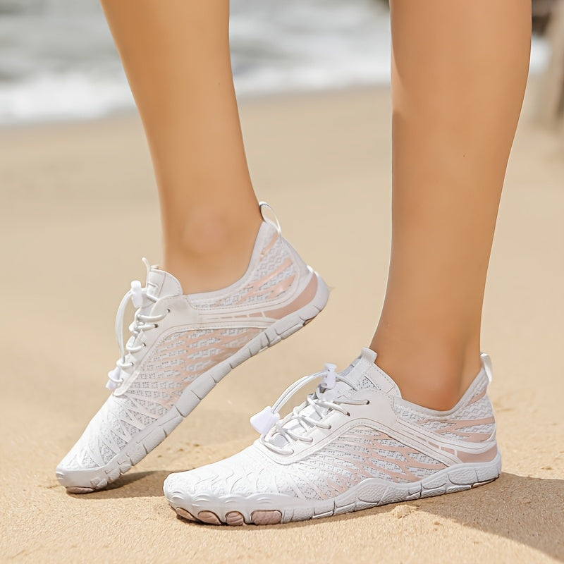 Summer Hike Barefoot Shoes for Women Water Shoes Hiking Footwear Healthy Barefoot Shoes Women Wide Toe Box Non Slip Outdoor Sports Zero Drop Shoes White Black