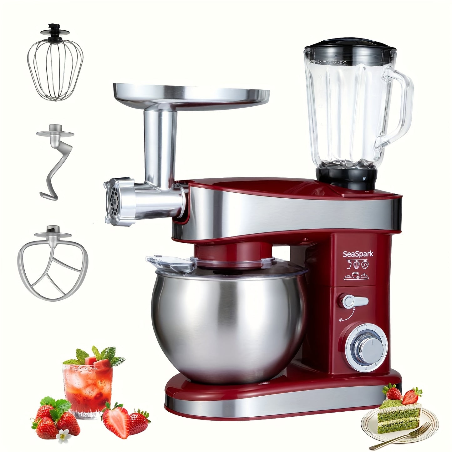 6-in-1 Electric Mixer with 6.3QT Bowl and Accessories