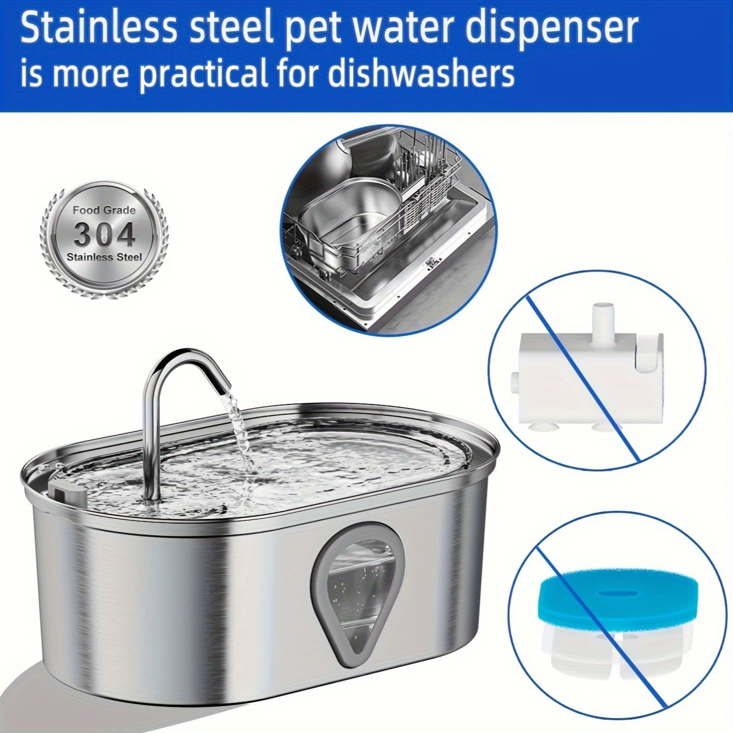 NPET 3.5L Large Pet Water Fountain USB 2-in-1 Dispenser