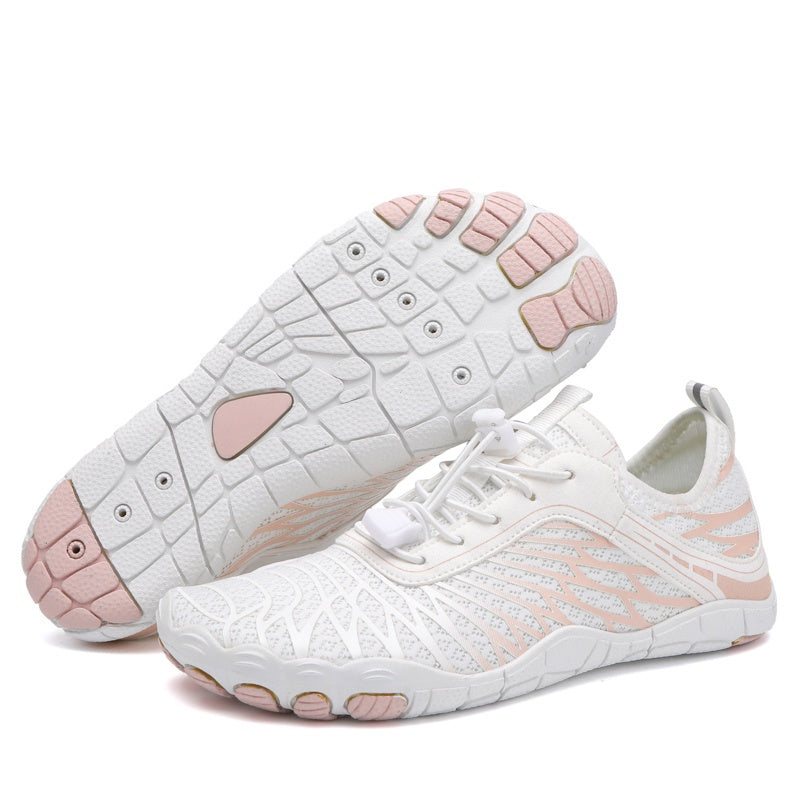 Quick Dry Wading Shoes Anti Slip Outdoor Amphibious Beach Hiking Snorkeling Swimming Shoes for Men and Women with Rubber Sole Traction Breathable Fabric Upper and Striped Design