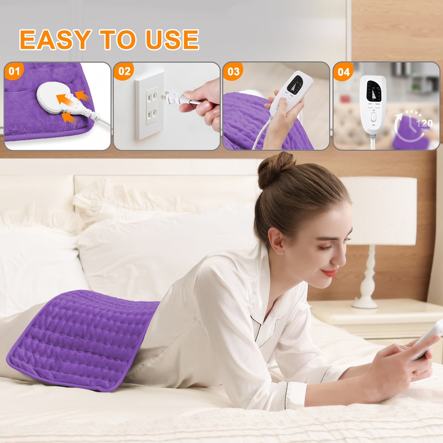 Extra Large Heating Pad Portable 24x12 Electric Heating Pad