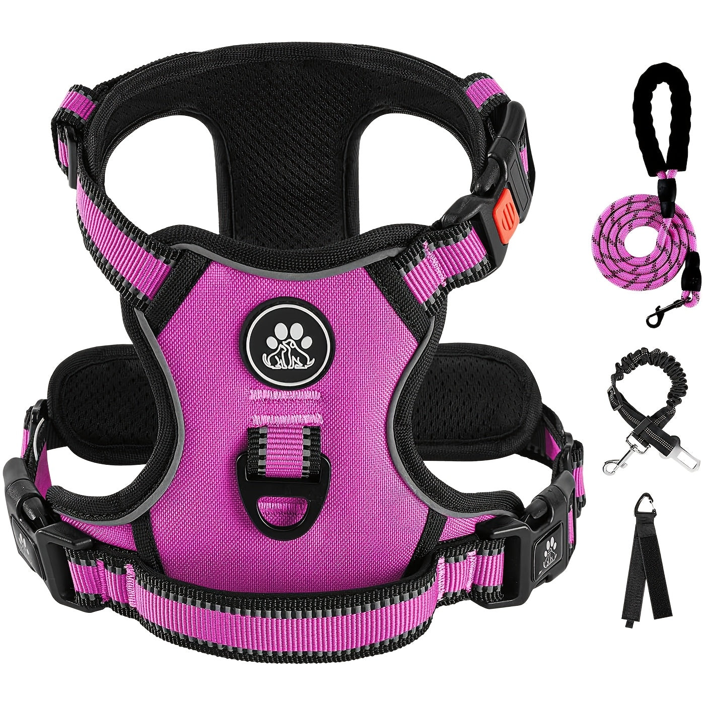 Fully Reflective No Pull Dog Harness Adjustable Breathable No Choke Pet Vest for Small and Large Dogs