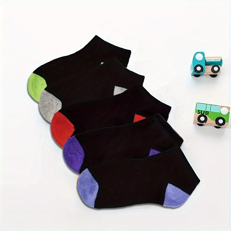 20 Pairs Of Boy's Color Block Liner Anklets Socks Comfy Breathable Non Slip Socks For Kids