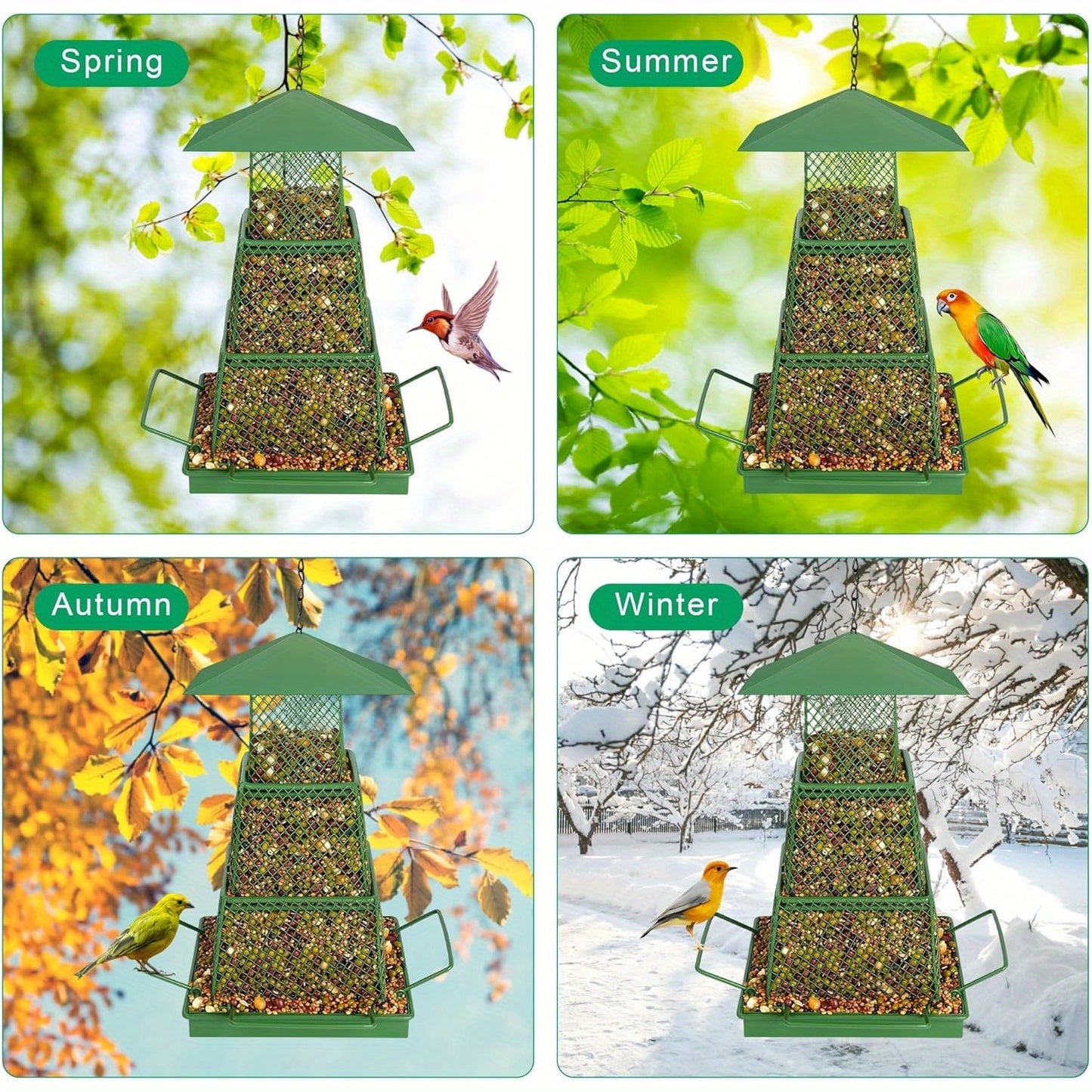1 Piece Metal Mesh Hanging Bird Feeder Retractable Heavy Duty Squirrel Proof Large Capacity Easy Filling and Cleaning Ideal for Garden Yard Outdoor Use