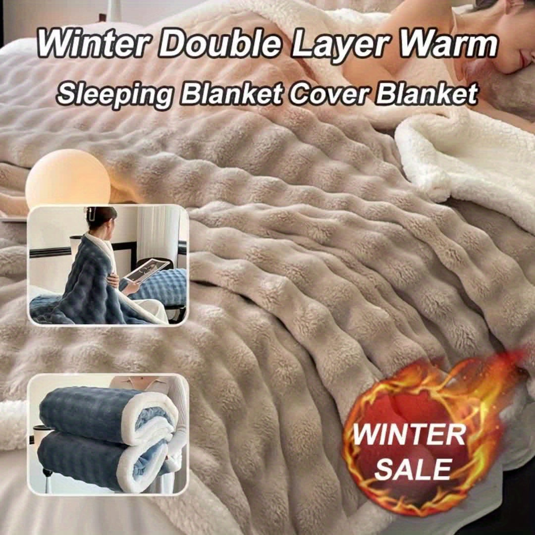 1 Queen Size Double Layer Air Conditioning Blanket Soft Warm Cozy