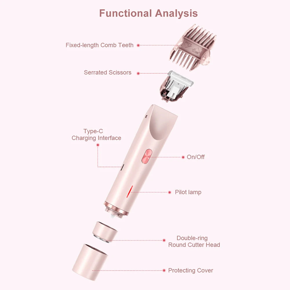 Women Electric Razors 2 in 1 Dual-Head Painless Trimmer