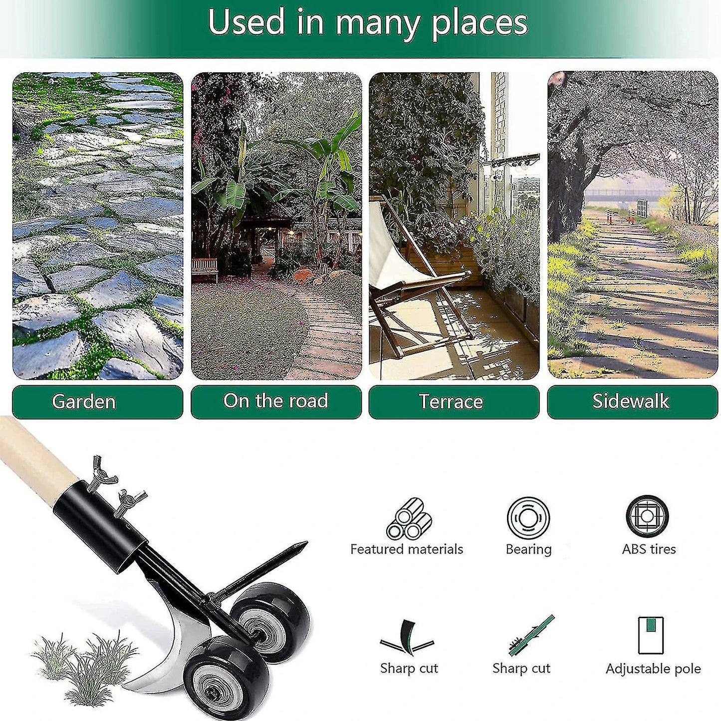 1pcs Stand-Up Manual Weed Puller with Wheels for Gardens, Lawns, Sidewalks, Driveways