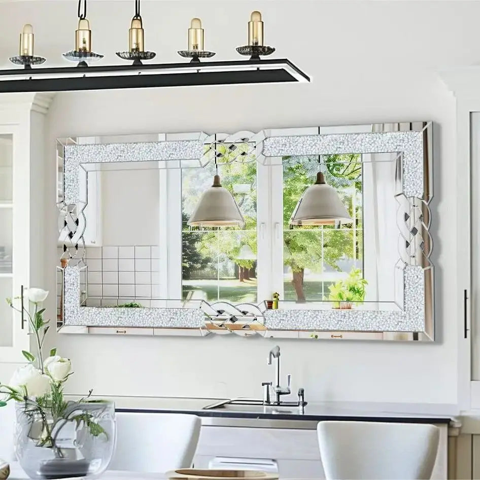 90/100/120CM Large Crystal Crush Diamond Mirror Vanity