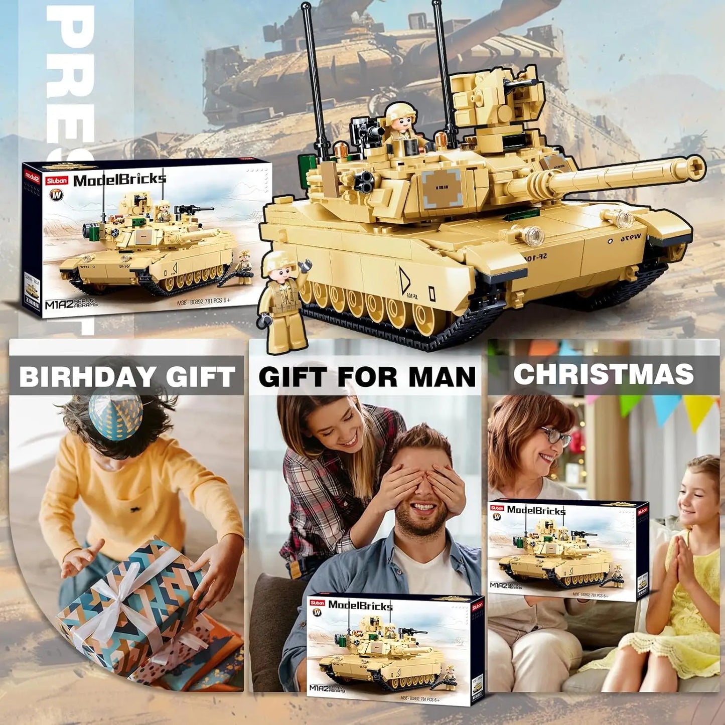 781PCS Military Series Model Building Block Toys M1A2 Tank