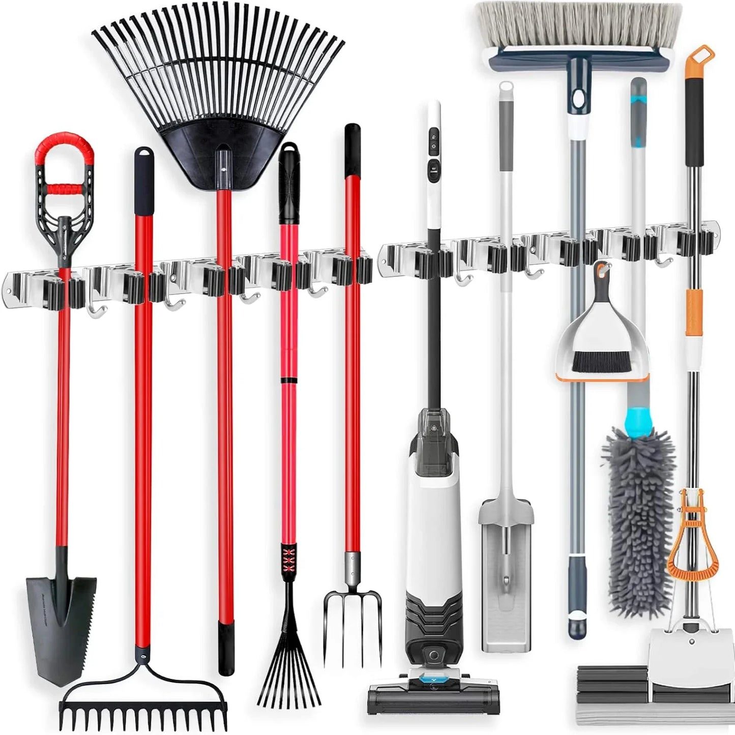 Mop and Broom Holder Stainless Steel Heavy Duty Tool Organizer
