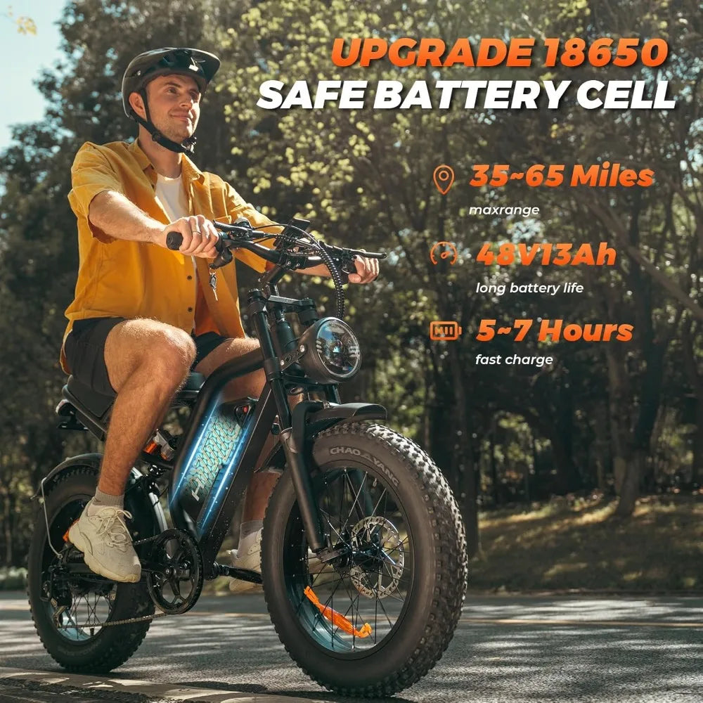 Electric Bike for Adults,20”x 4”Fat Tire Peak1500W Motor,7 Speed Electric Motorcycle Bicycle