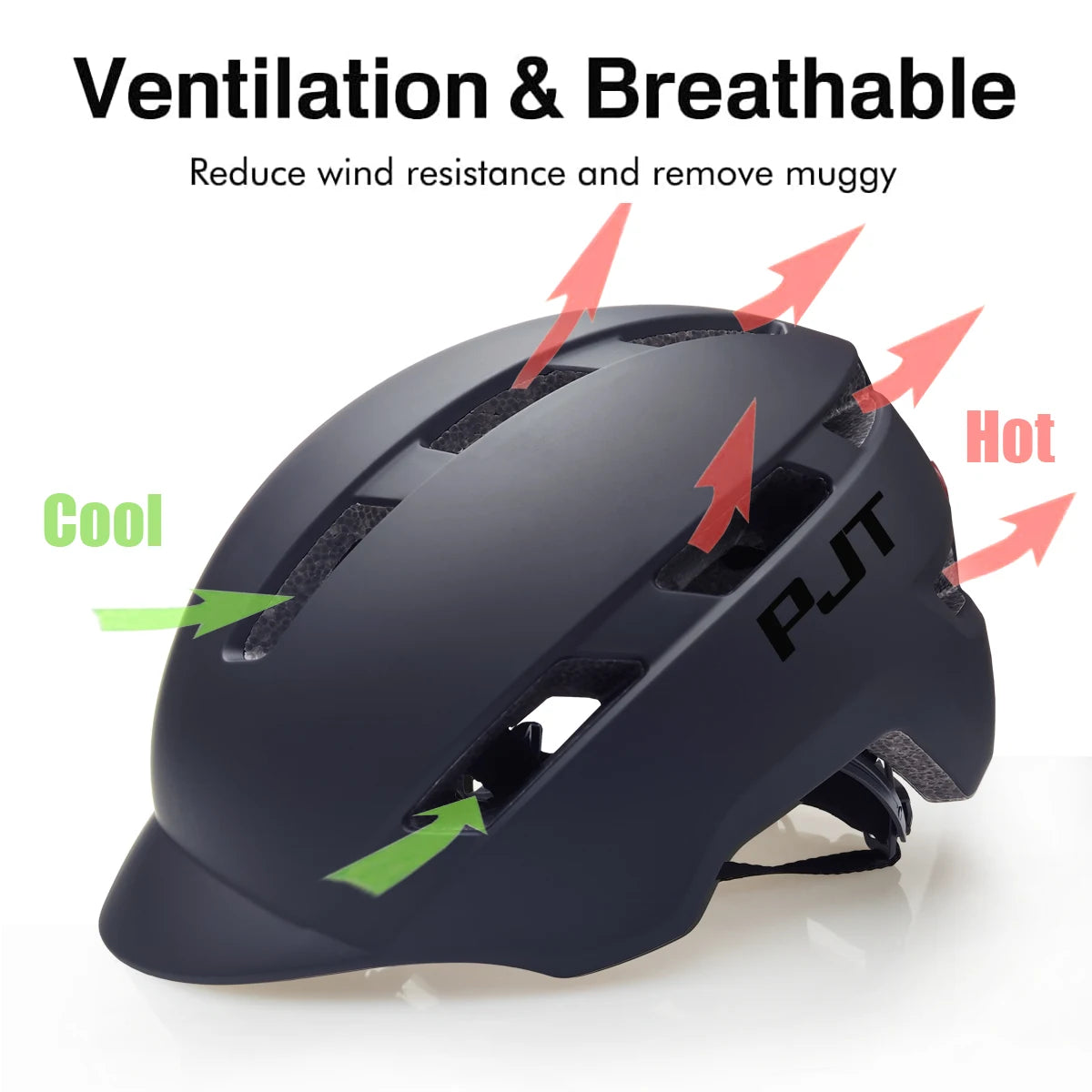 PJT New Cycling Helmet In-Mold Mountain Road USB Rechargeable Tail Light