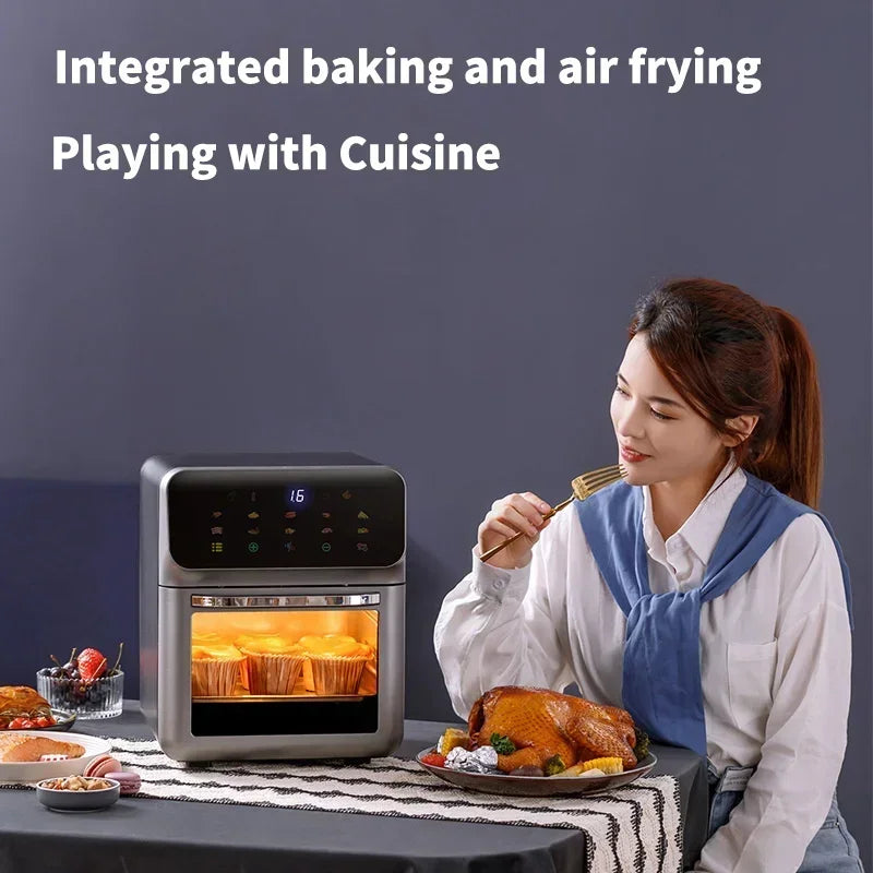 12L Electric Air Fryer Large Capacity Convection Oven Deep Fryer Without Oil Kitchen 360 Baking Viewable Window Home Appliance