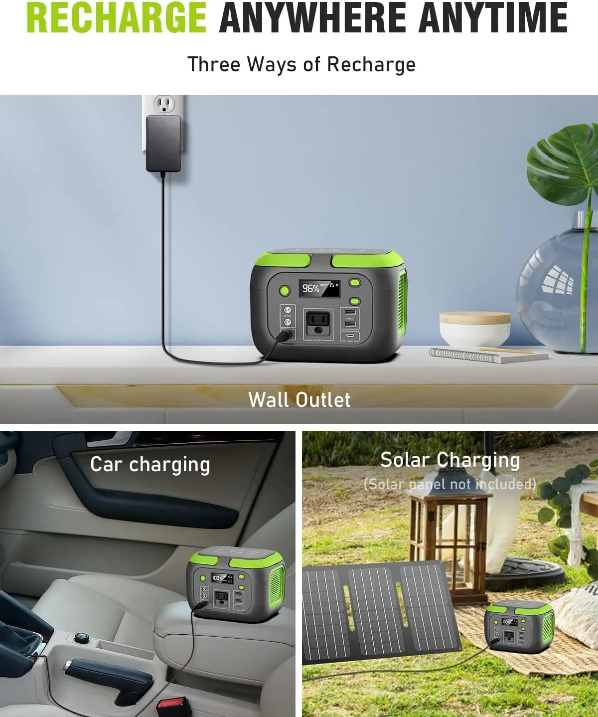 Portable Power Station Solar Generator Power Bank with AC Outlet 110V,, USB for Outdoor Camping RV