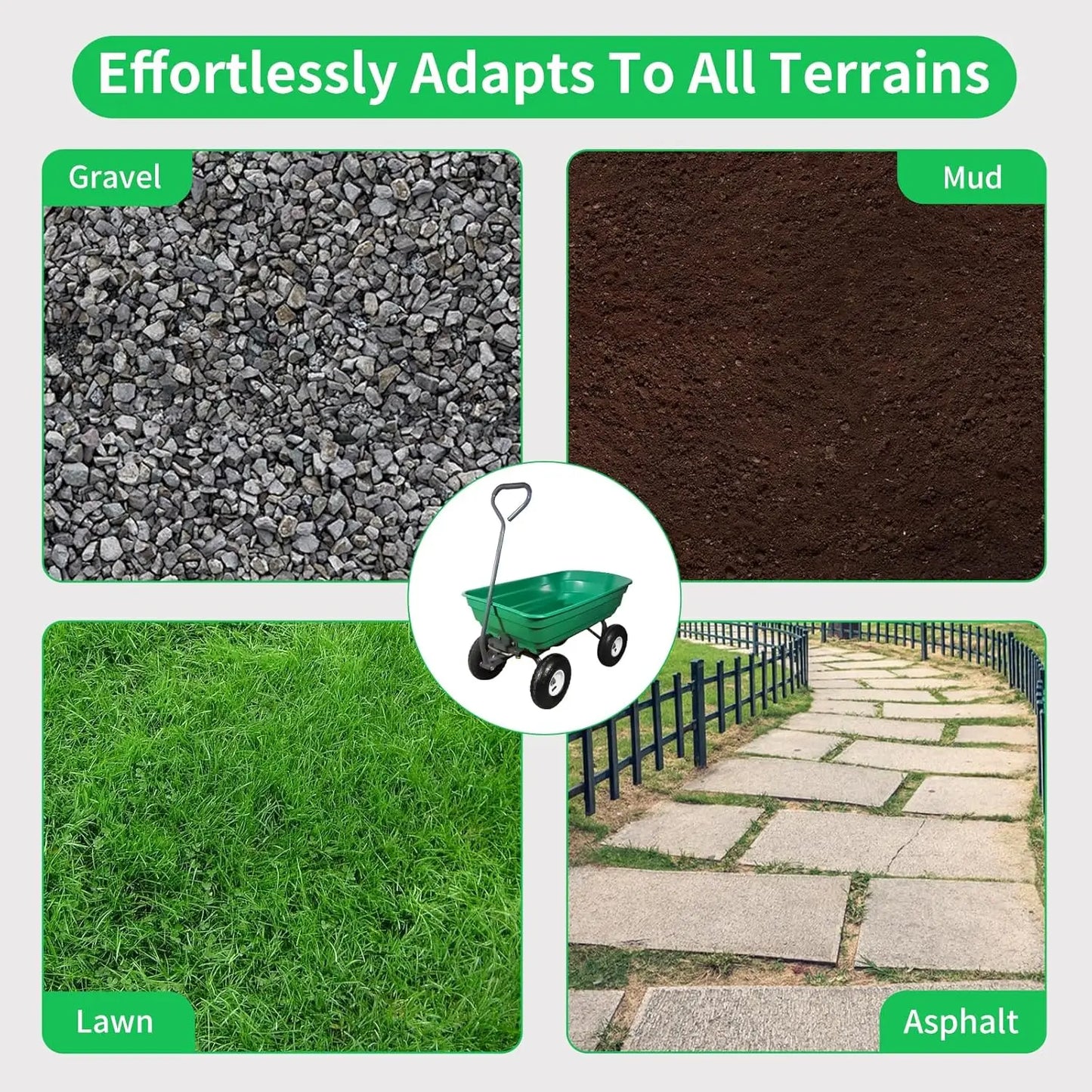 600 Lbs Poly Garden Dump Cart,Camping Beach Wagon with 180° Rotating Handle and 10"Pneumatic Tires