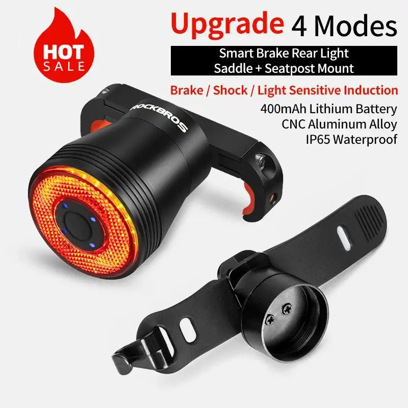 Bicycle Auto Brake Sensing Light Waterproof LED Charging Taillight Bike Rear Light Accessories