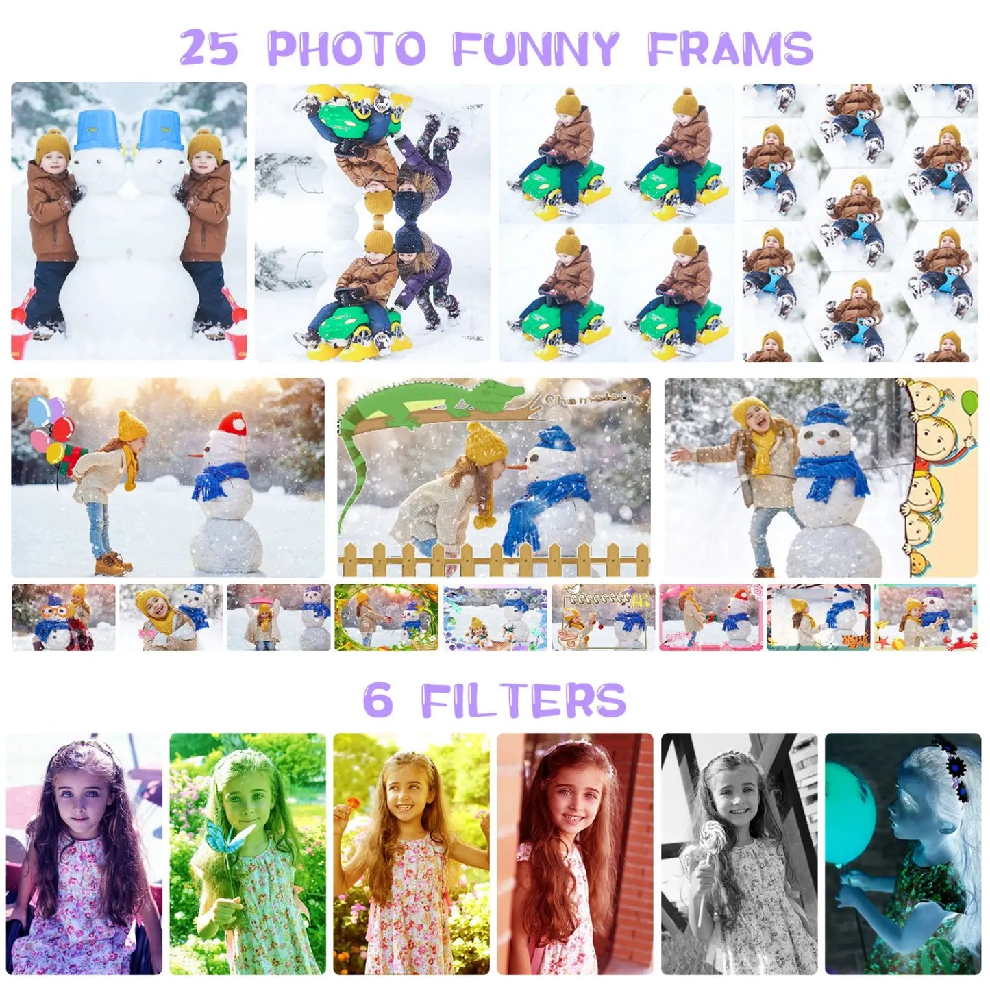 Kids Camera, ARNSSIEN 180° Flip Lens for Kids, 2.4in LCD