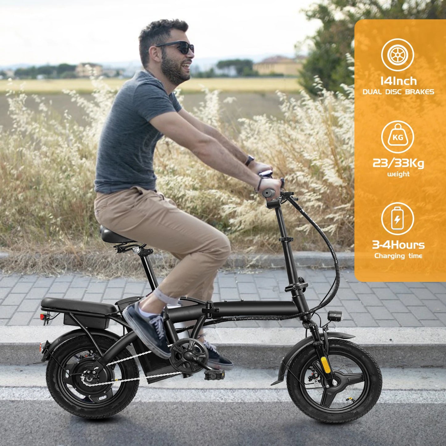Folding Electric Bike for Adult With Basket 350W Lightweight Escooter