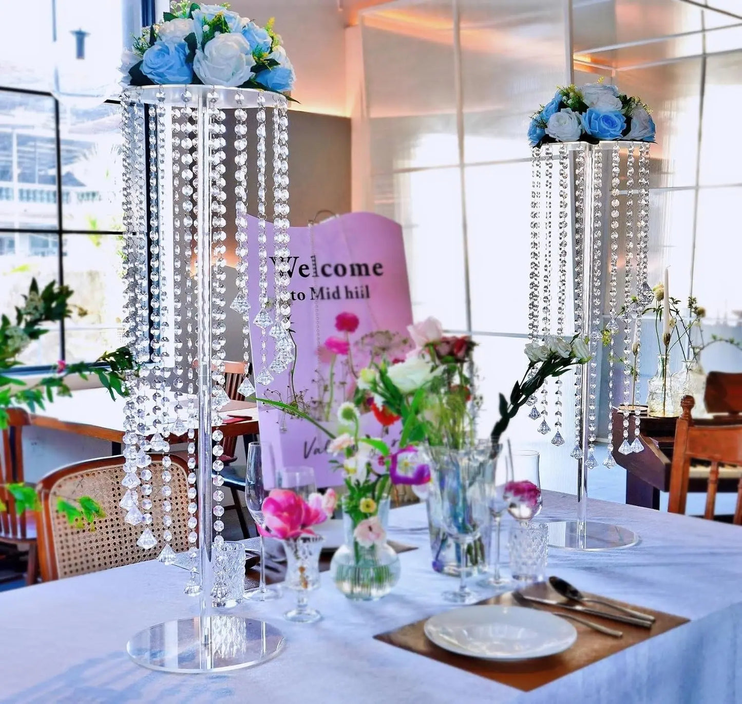 2/10 Pcs Acrylic Wedding Centerpieces Decoration Flower Vase