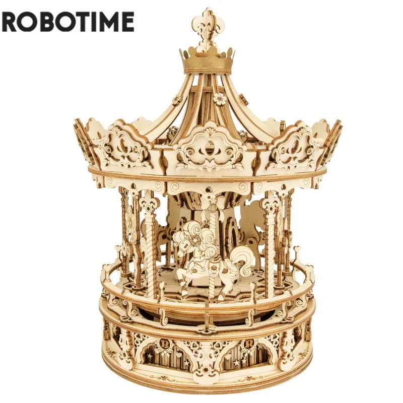 Robotime 3D Wooden Puzzle 336pcs DIY Romantic Carousel Toy