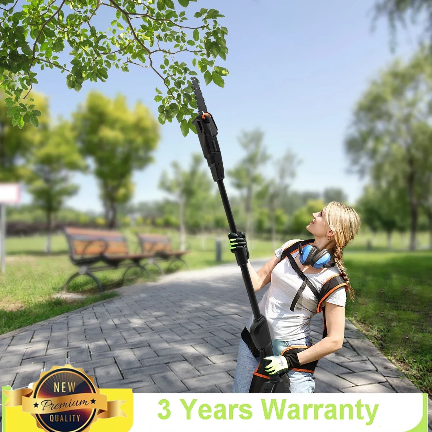 Pole Saw Electric High Branch Saw W/ 1500mah Battery And Standard Charger Low Noise For Gardens,