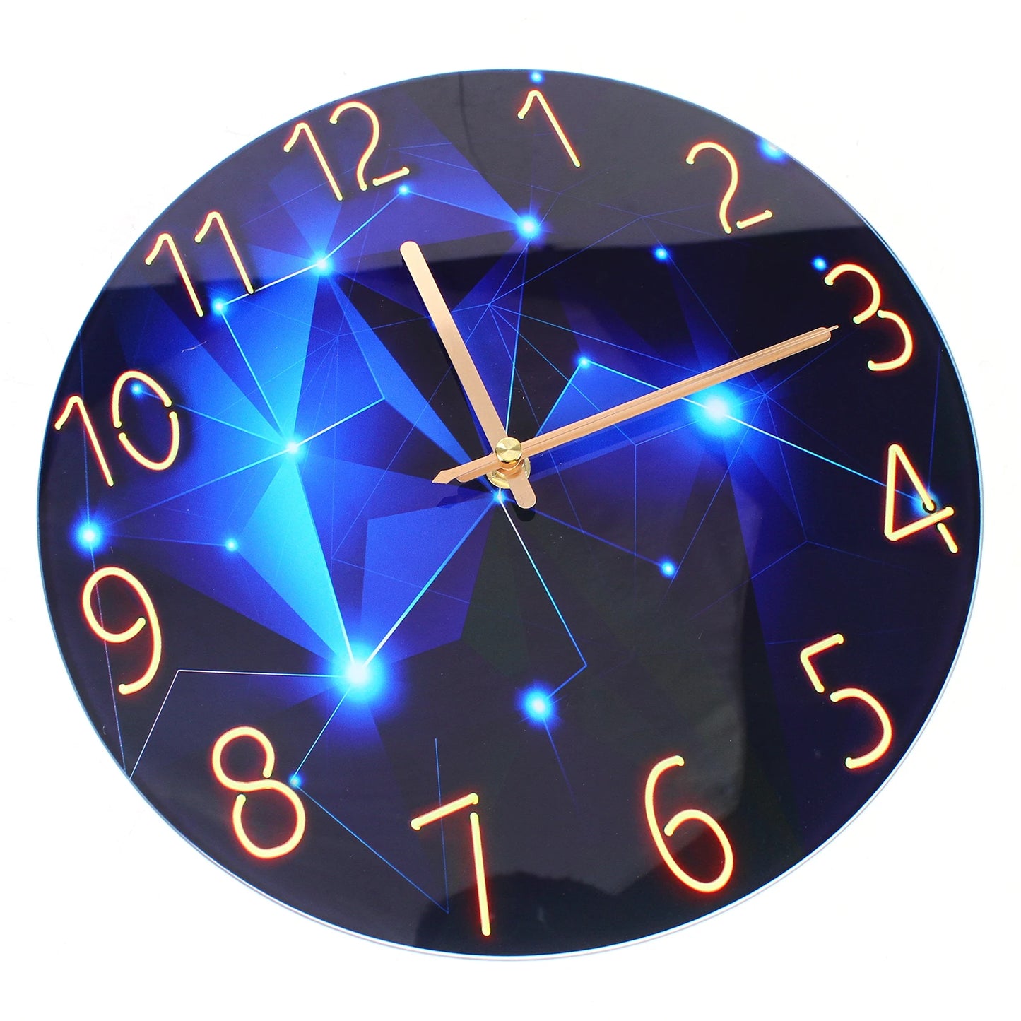 12 Inch Silent Blue Diamond Round Wall Clock Blue Decorative