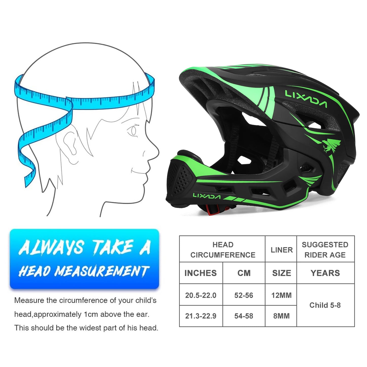 2-in-1 Kids Bicycle Helmet Child Sports Safety Cycling Protection Full Face Helmet