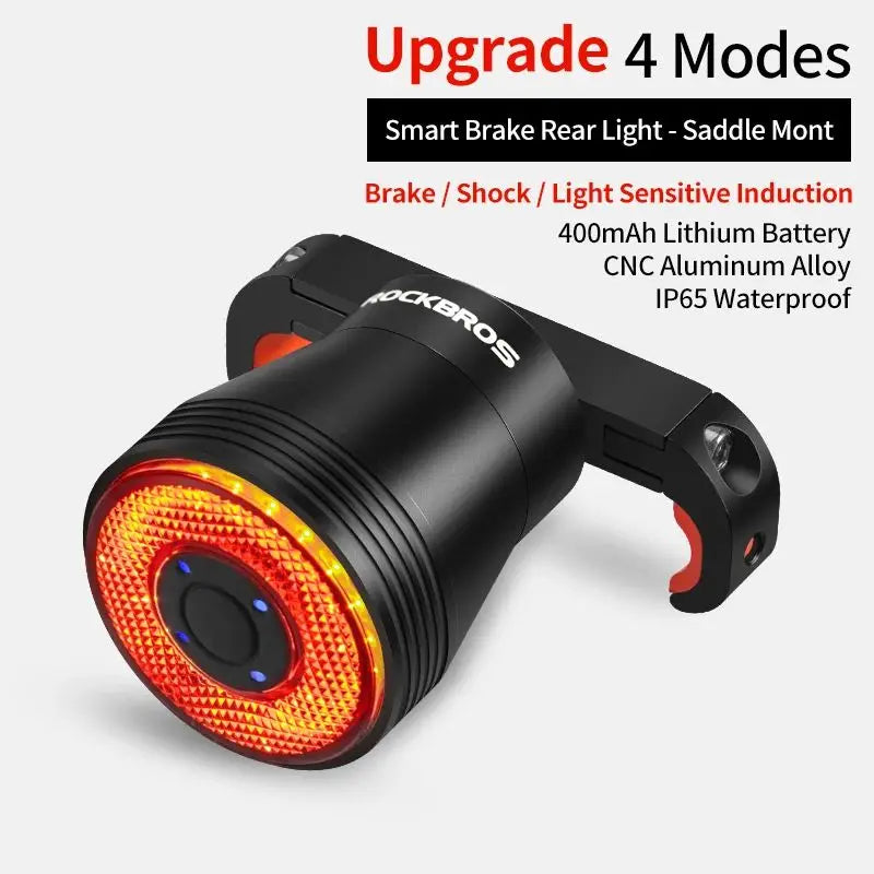 Bicycle Auto Brake Sensing Light Waterproof LED Charging Taillight Bike Rear Light Accessories