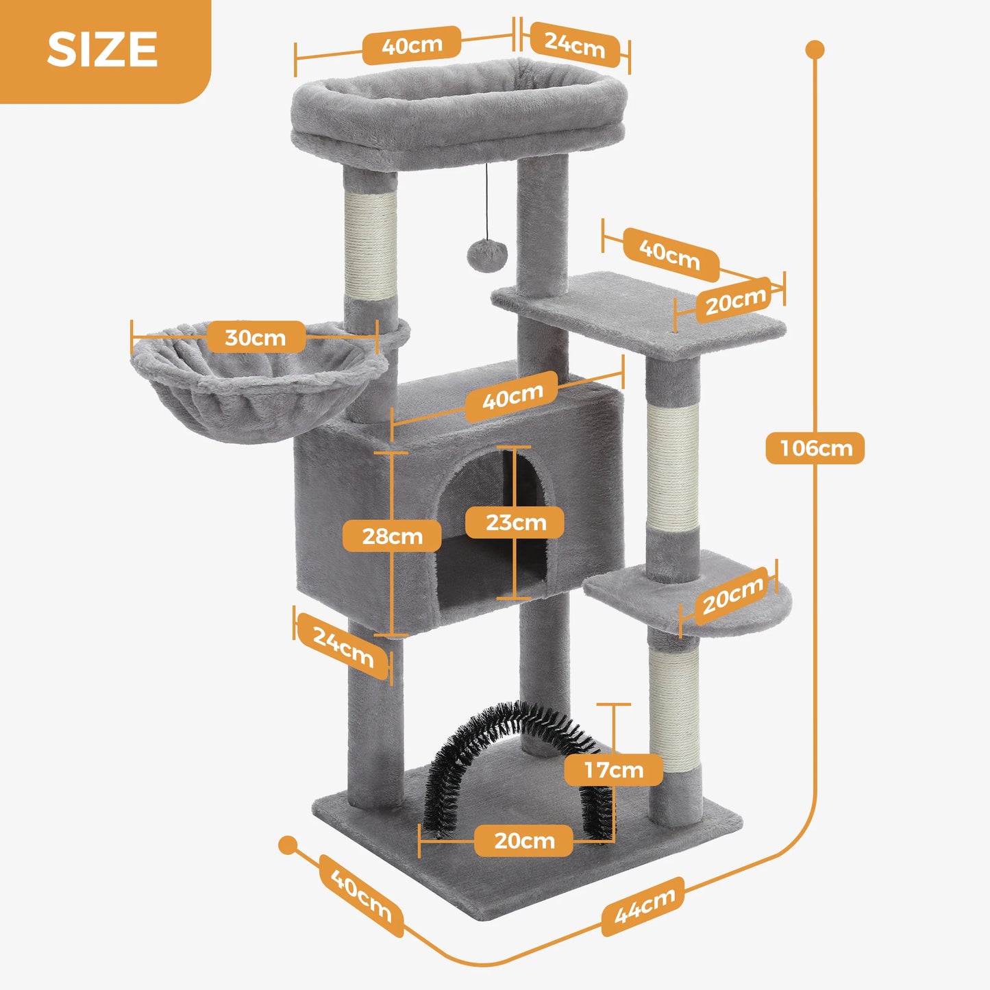 Cat Tree with Toy Cat Tower Condo for Indoor Cats House with Padded Plush Perch Cozy Hammock and Sisal Scratching Posts