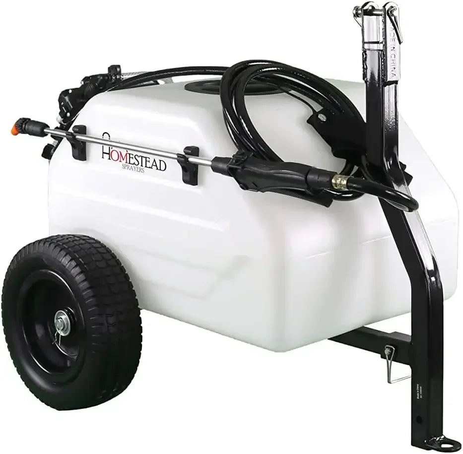 12 Gallon Trailer Spray with Wheels for Irrigation of Large Lawns and Small Gardens, Chemical Spray