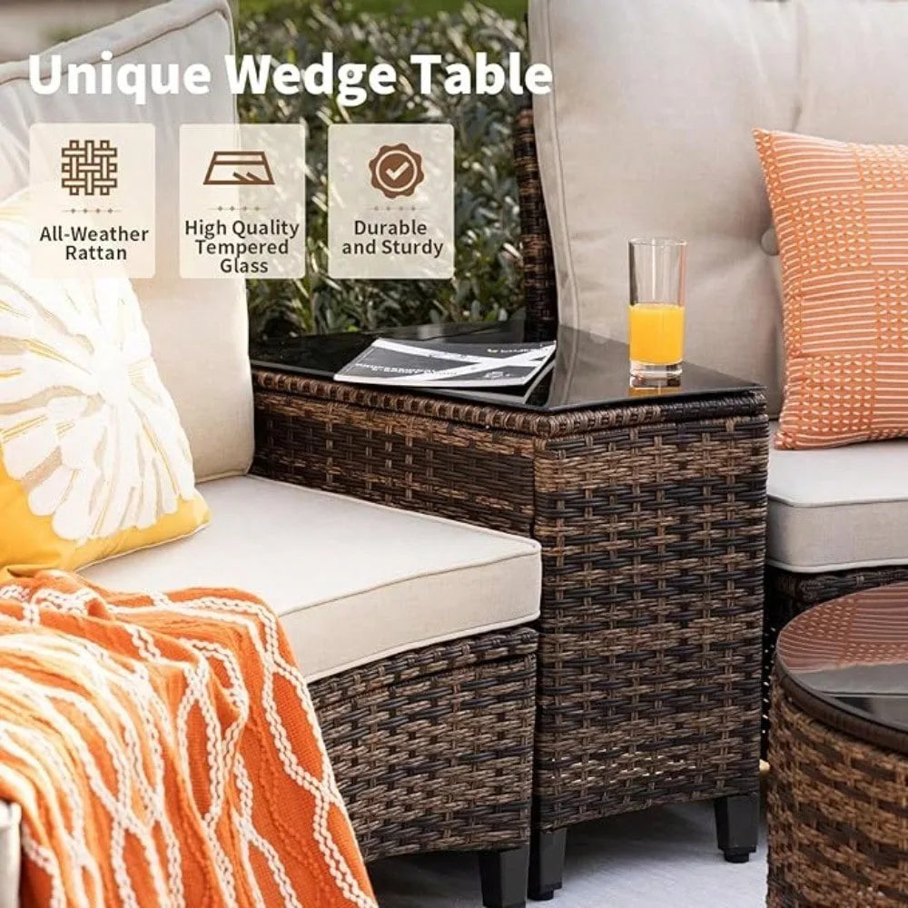 Patio Furniture Bistro Set with 4 Chairs and 2 Tables