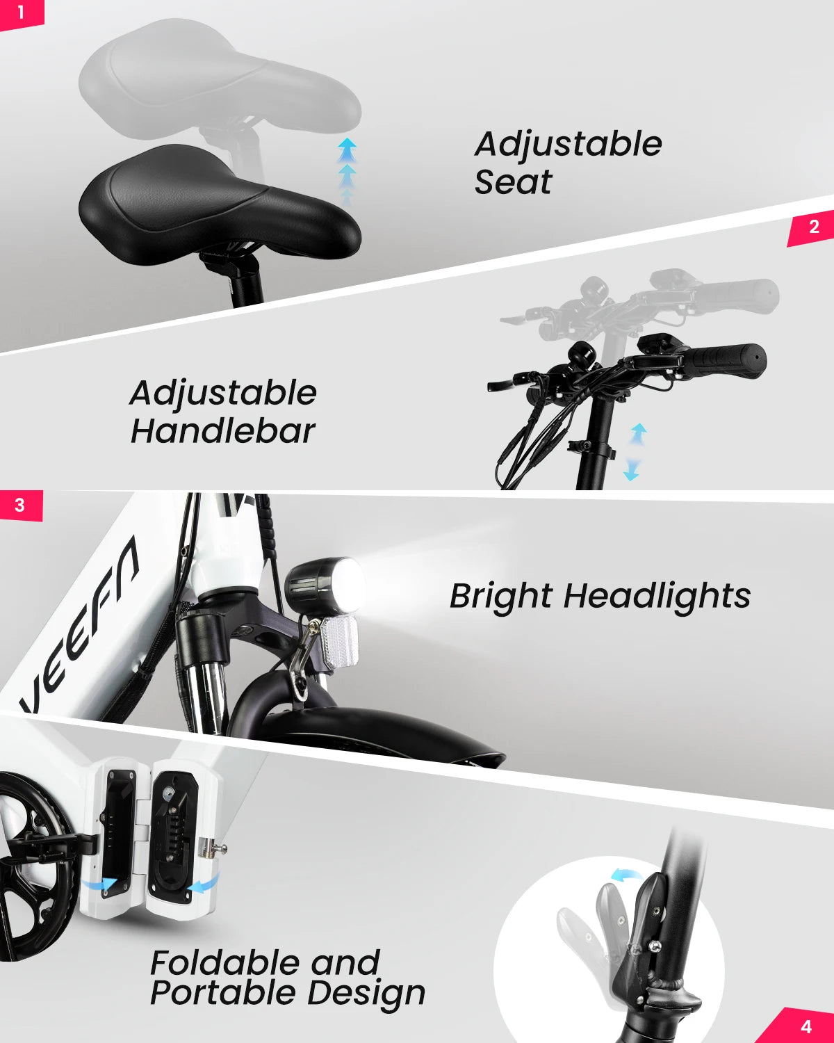 VEEFA F1 Electric Bike for Adults 750W 60 Miles Range