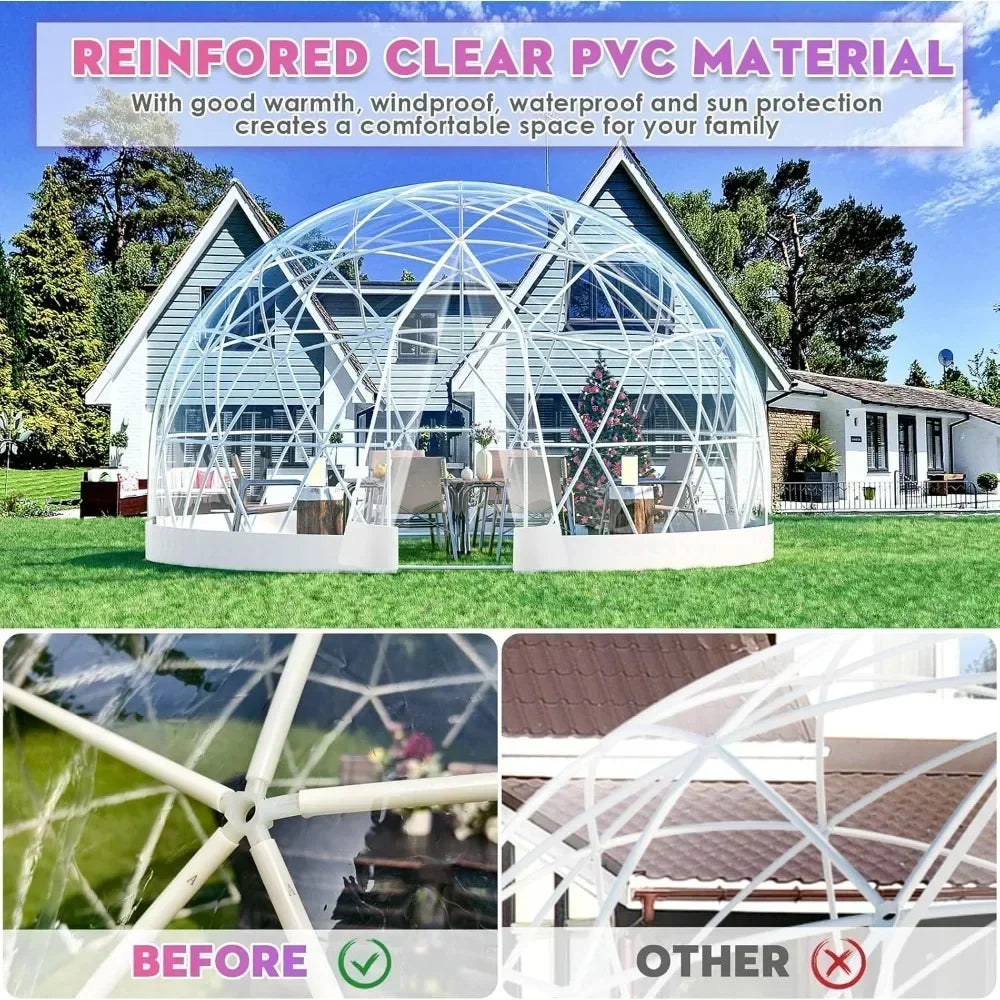 Garden Dome Greenhouse with PVC Cover, Waterproof Garden Bubble Dome Tent with 2 X 10M Light Strings