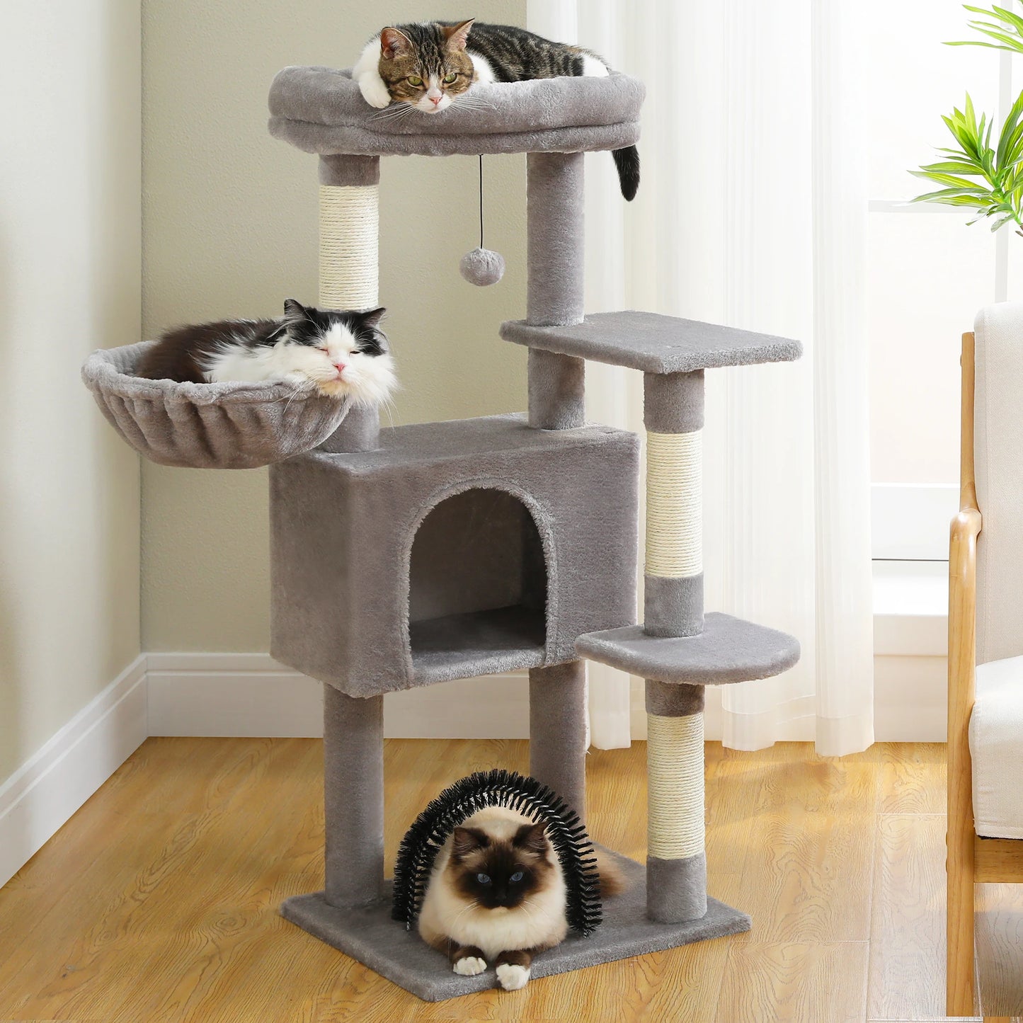Cat Tree with Toy Cat Tower Condo for Indoor Cats House with Padded Plush Perch Cozy Hammock and Sisal Scratching Posts