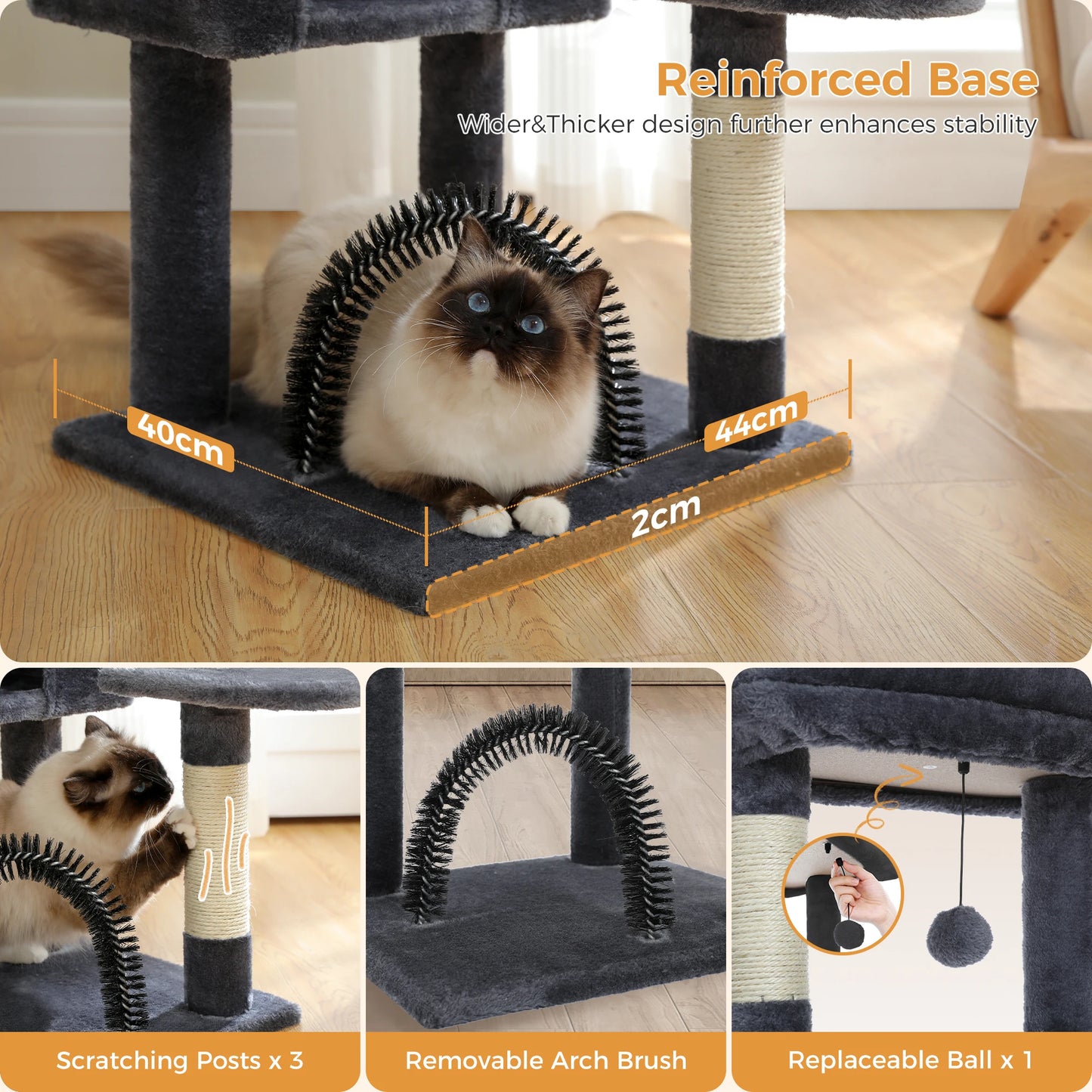 Cat Tree with Toy Cat Tower Condo for Indoor Cats House with Padded Plush Perch Cozy Hammock and Sisal Scratching Posts
