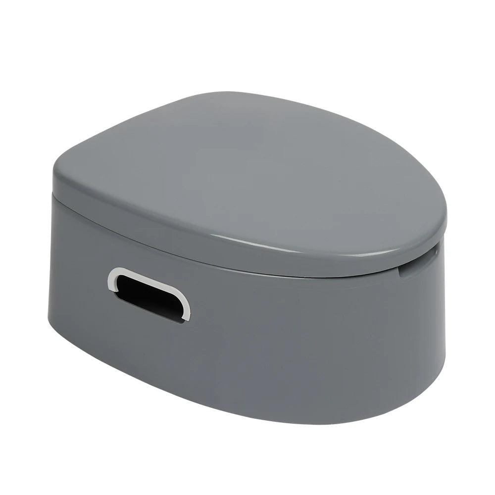 Portable toilet with lid, outdoor camping toilet with anti slip pad, easy to clean,grey