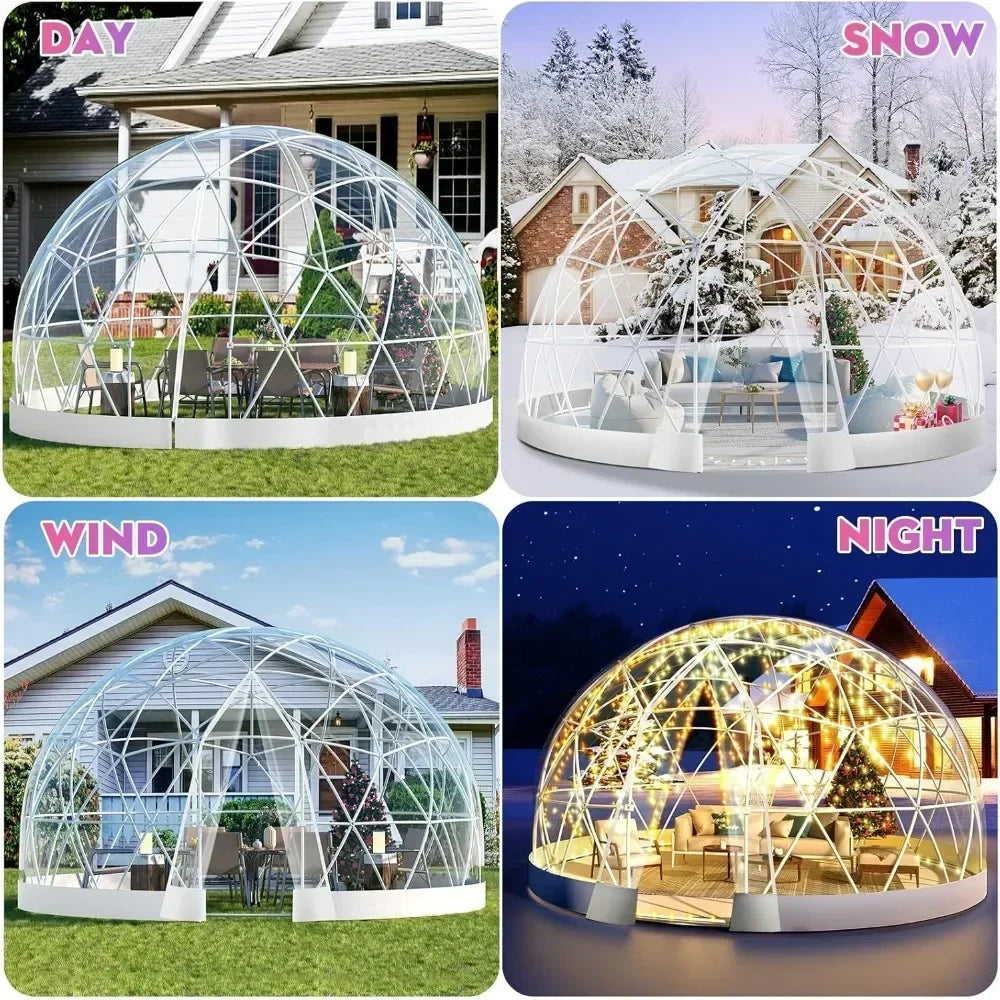 Garden Dome Greenhouse with PVC Cover, Waterproof Garden Bubble Dome Tent with 2 X 10M Light Strings