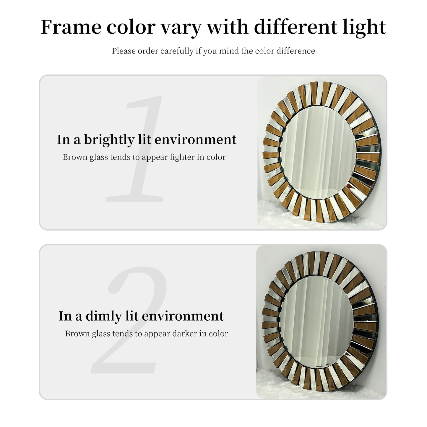 60/80CM Round Starburst Decorative Wall Mirror Gorgeous Tawny Accent Mirror