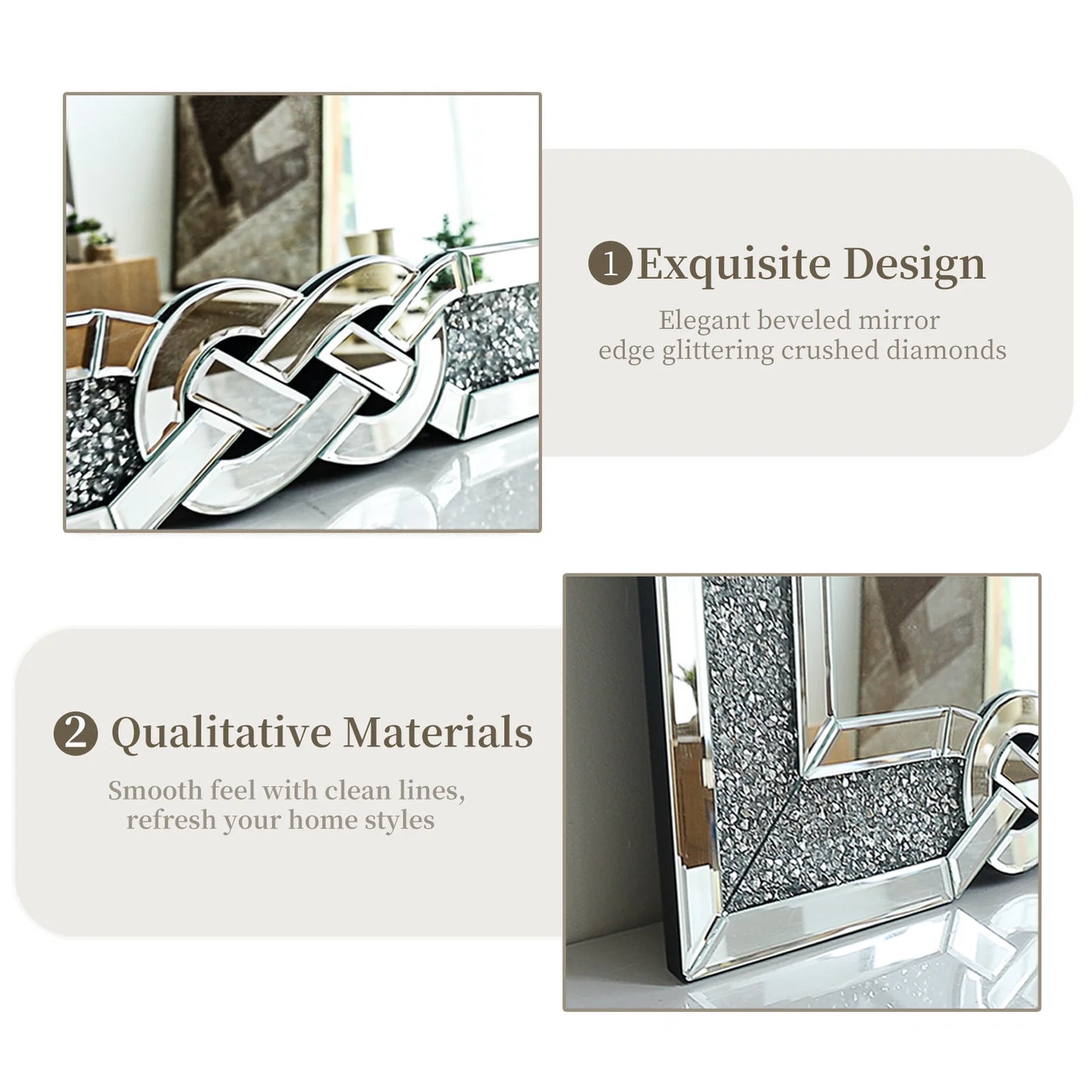90/100/120CM Large Crystal Crush Diamond Mirror Vanity