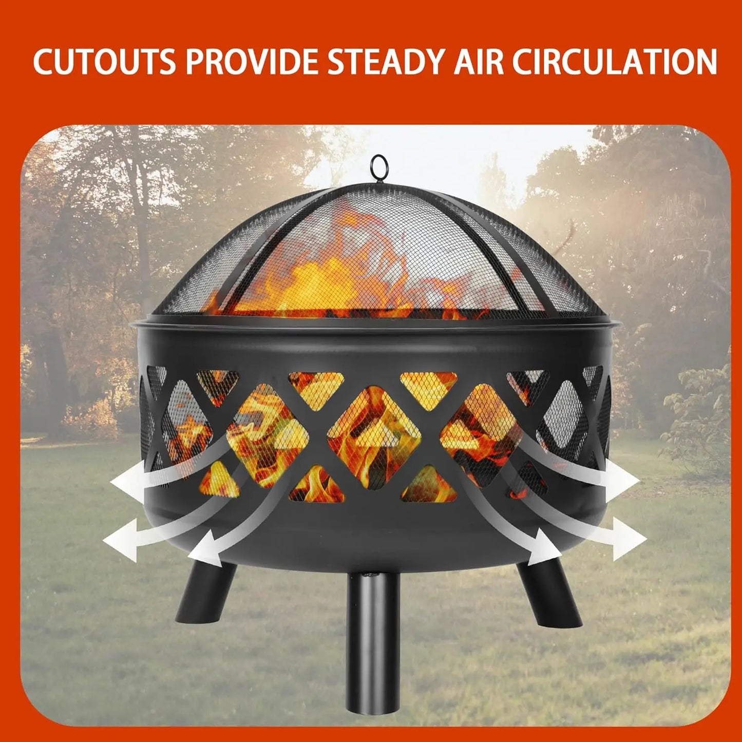 37in Outdoor Wood Burning Fireplace, Rectangular Freestanding Metal Fire Pit with Firewood Racks