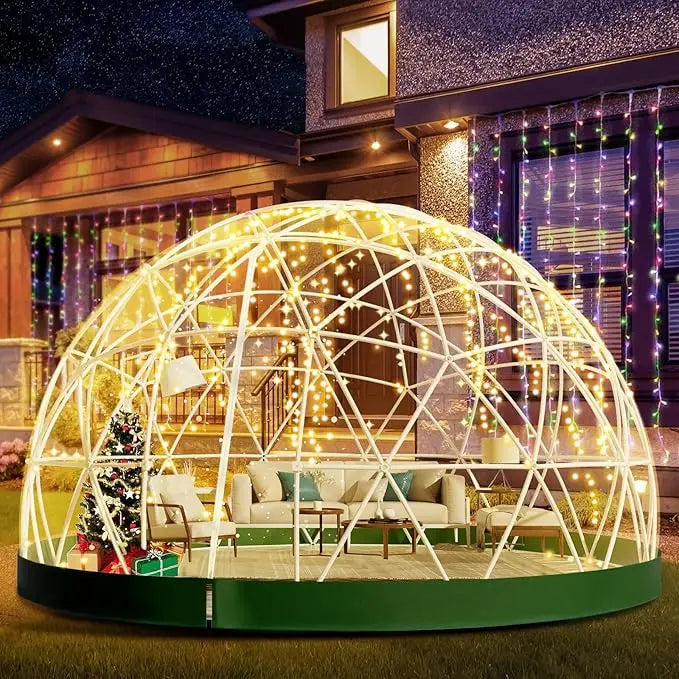 Garden Dome Greenhouse with PVC Cover, Waterproof Garden Bubble Dome Tent with 2 X 10M Light Strings