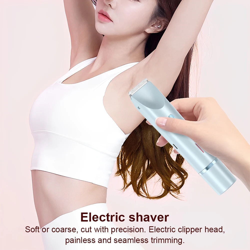 Women Electric Razors 2 in 1 Dual-Head Painless Trimmer