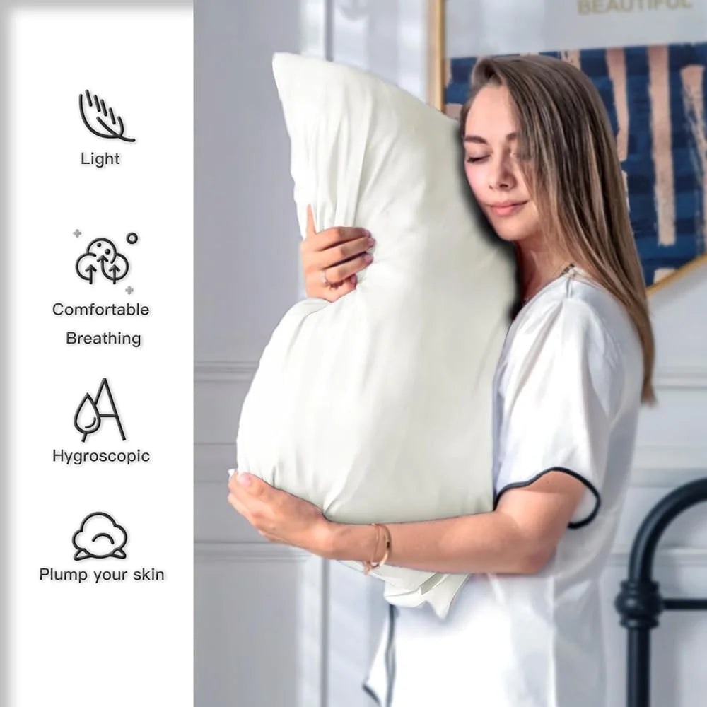 Mulberry Silk Pillow Cases 2 Pack Soft Satin King Size Covers