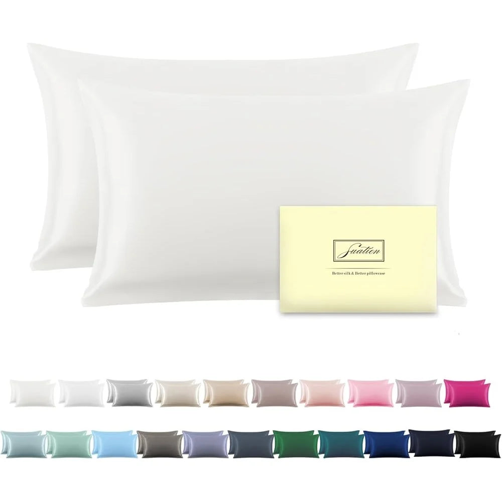 Mulberry Silk Pillow Cases 2 Pack Soft Satin King Size Covers