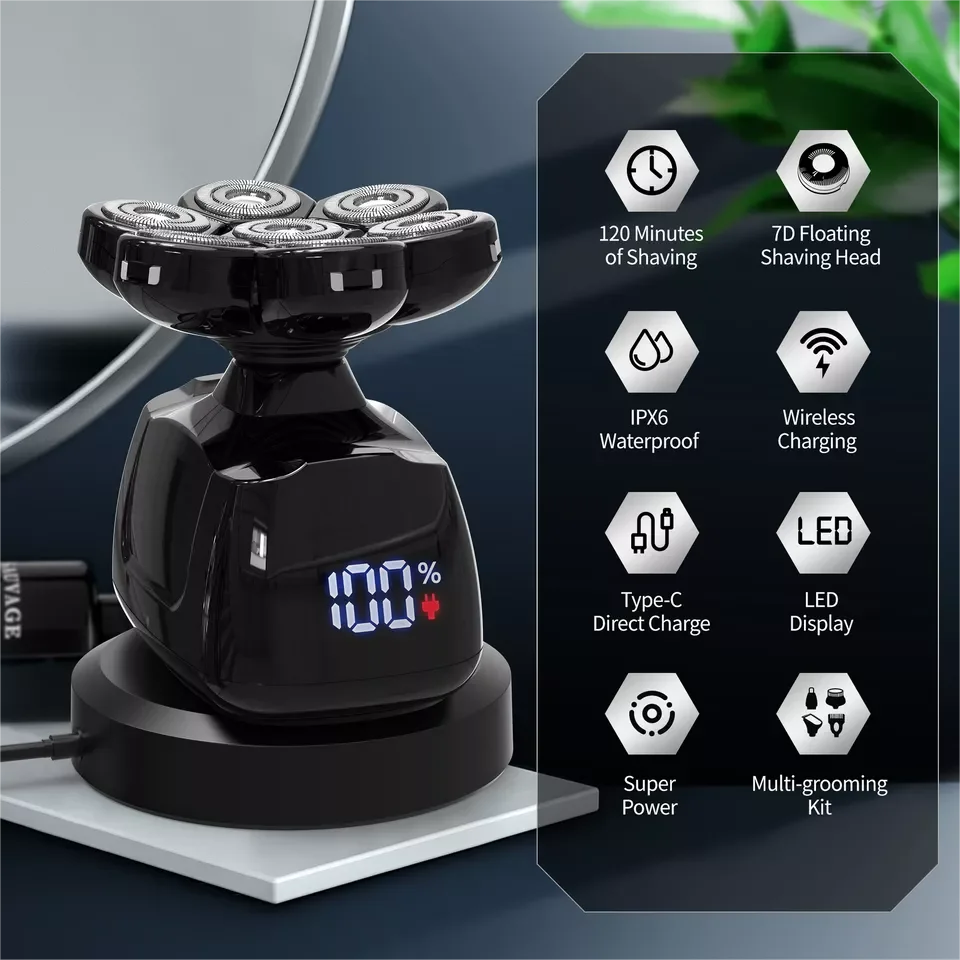 SEJOY 6-in-1 Multifunctional 7D Head Shavers for Men