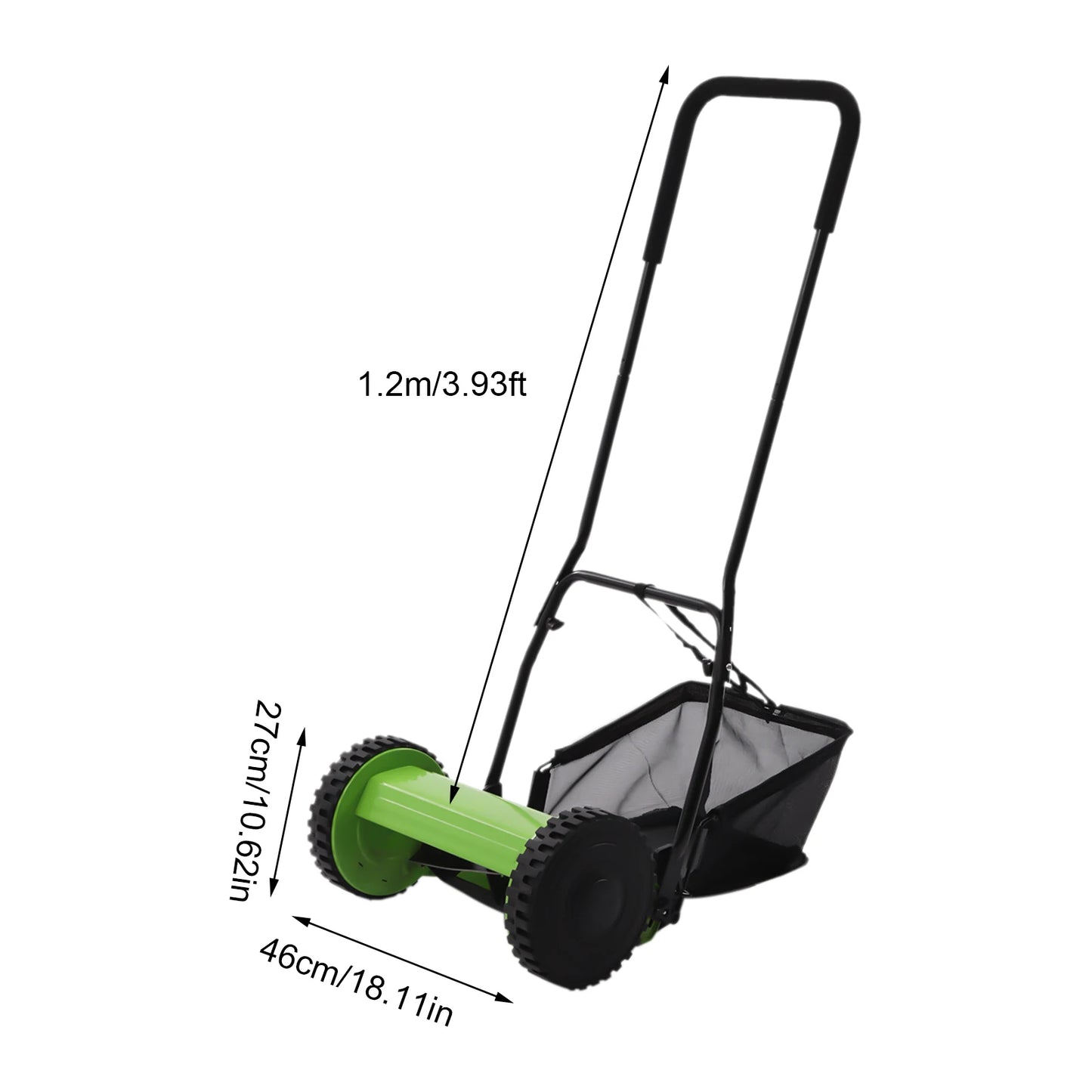 12” Manual Push Reel Lawn Mower Push Lawn Sweeper with 23L Collection Bag, 5 Blades